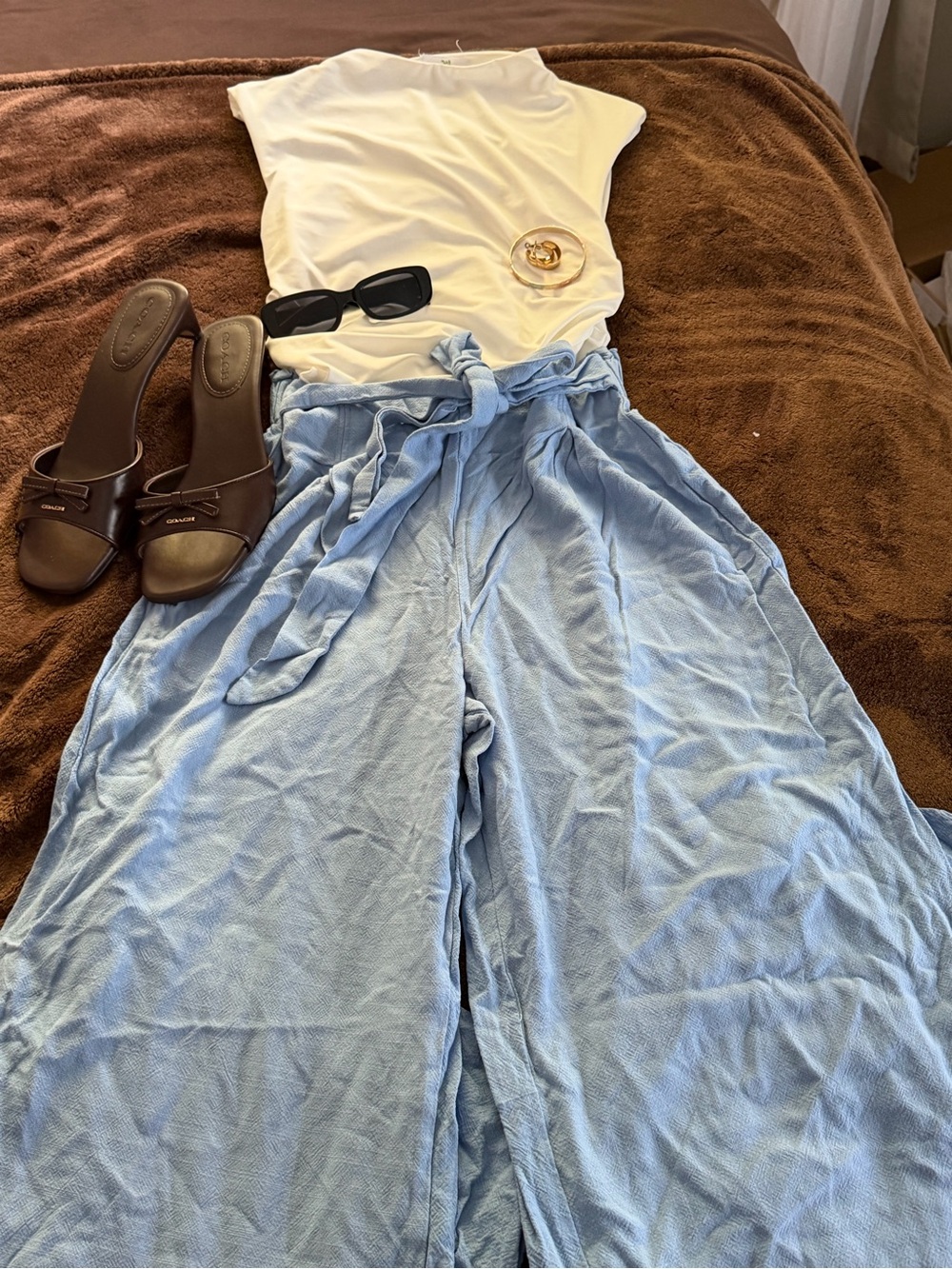 Blue linen pants